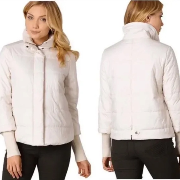 PRANA WOMENS LILY PUFFER JACKET COAT QUILTED WHITE CREAM SIZE LARGE WARM WINTER - Picture 2 of 7